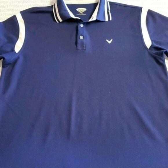 Callaway Golf Logo Embroidered Short Sleeve Sz. XL Blue & White Polo Shirt - Picture 1 of 10